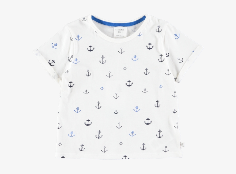 Picture Of Anchor Print T-shirt Ivory - Number, transparent png #9166884