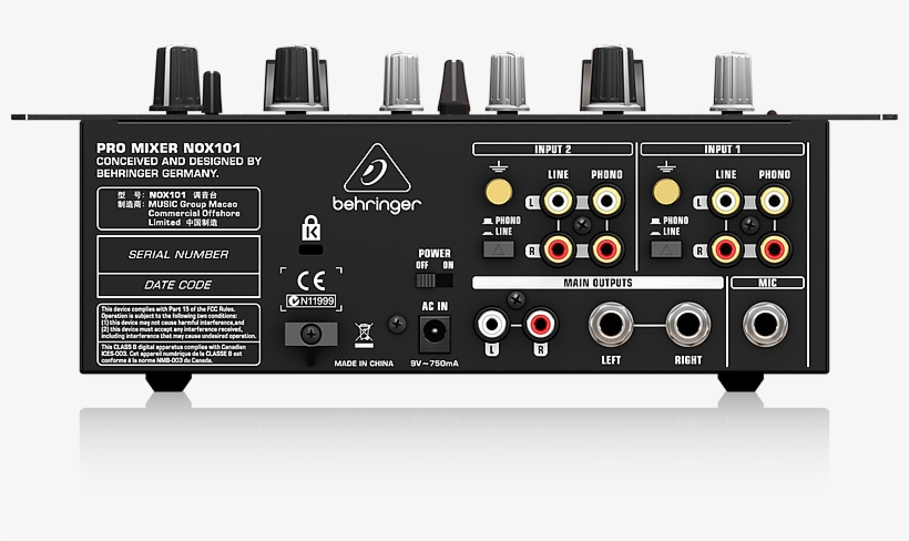 Behringer Nox101 Premium 2 Channel Dj Mixer W/ Full - Nox101 Behringer, transparent png #9167526