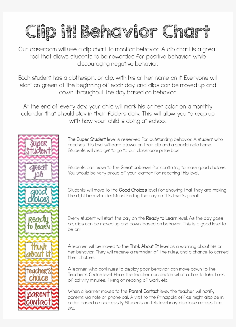 Daily Behavior Chart Template Free Templates At Com - Document, transparent png #9167781