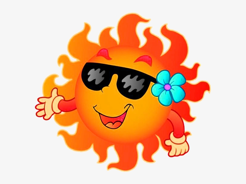 Summer For Sun Content Smiling Cartoon Clipart - Cartoon Sun And Clouds, transparent png #9167904