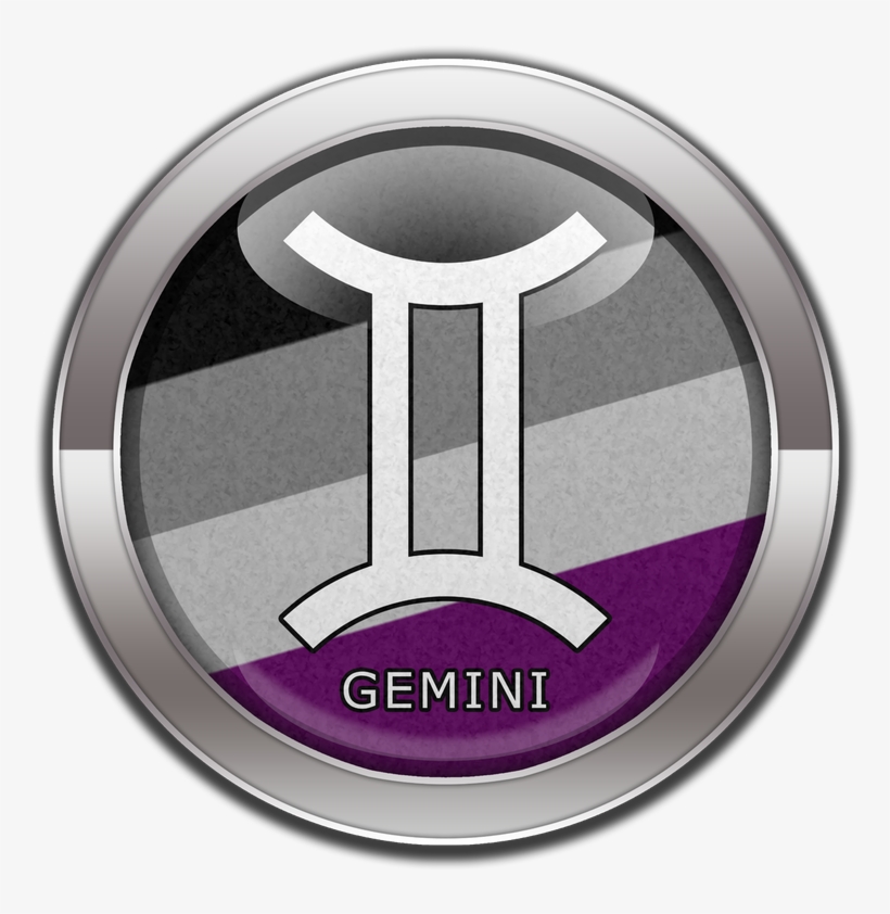 Gemini Horoscope Symbol On Round Asexual Pride Flag, transparent png #9170501