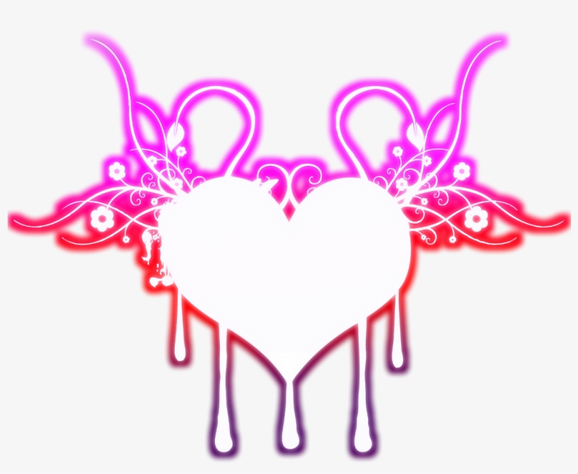 Neon Heart Melting Hearts Pink Orange Purple Love - Coração Neon Png, transparent png #9171059