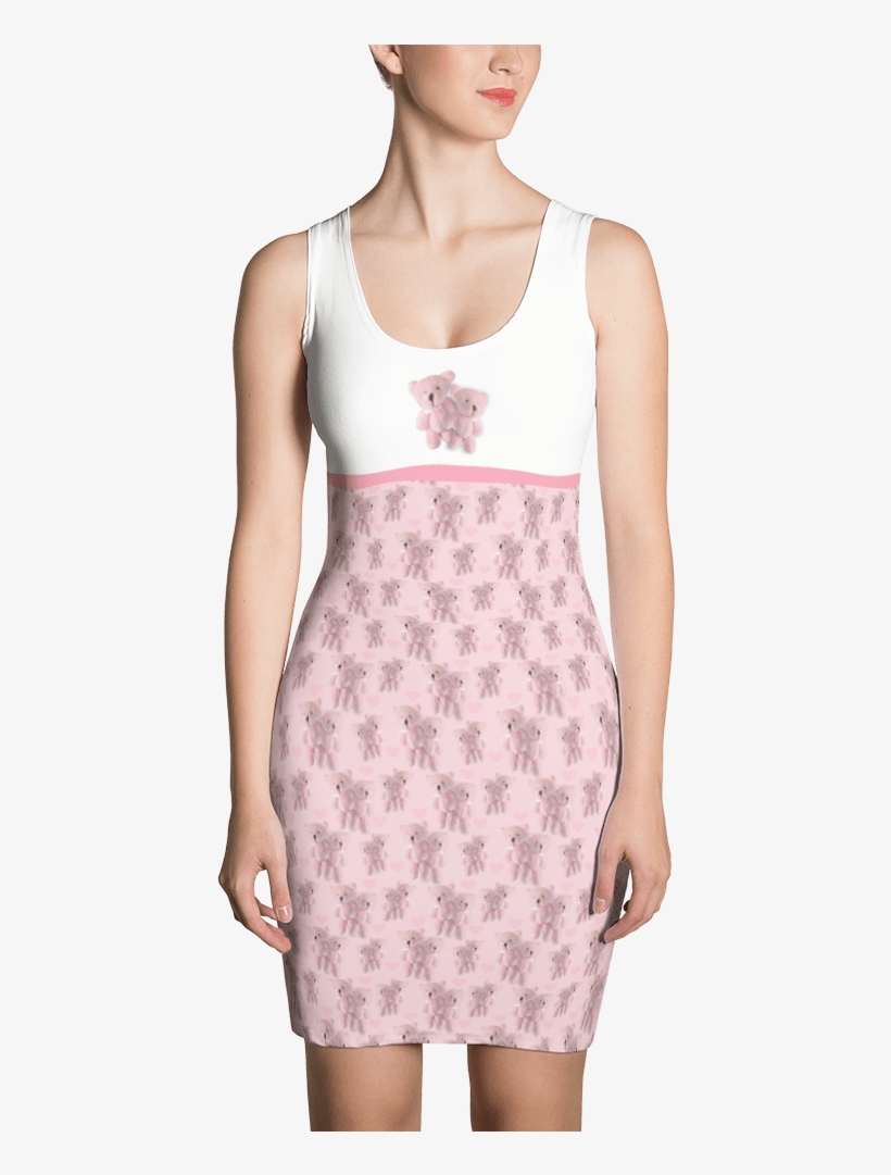 Pink Bear Microfiber Dress - United States Map Dress, transparent png #9173721