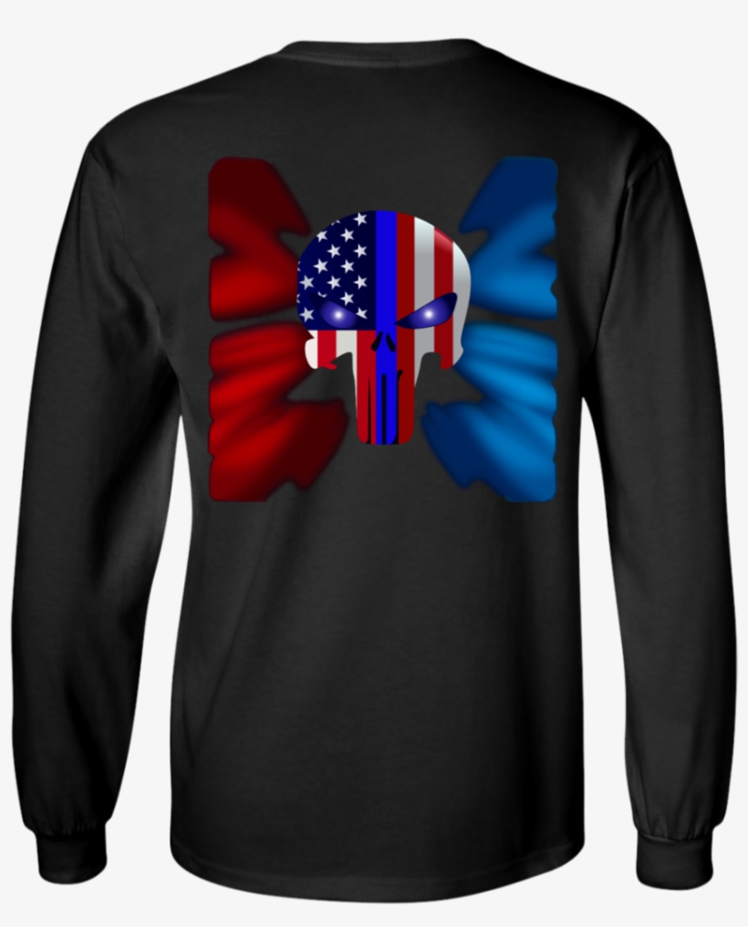 Police Punisher Thin Blue Line Ls Ultra Cotton Tshirt - Shirt, transparent png #9173847
