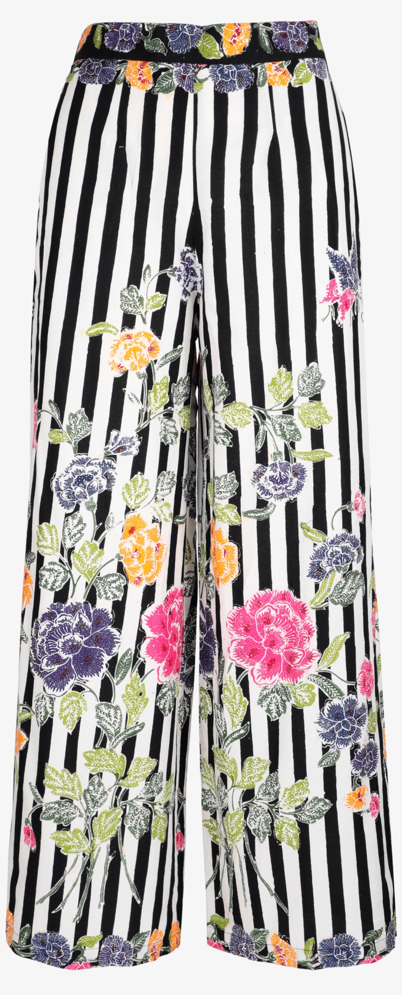 Delia Black & White Stripes Batik Palazzo Pants - A-line, transparent png #9174236