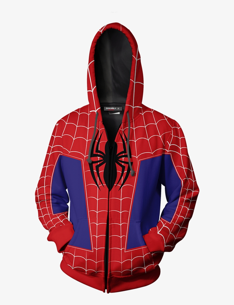 Into The Spider Verse Peter Parker Cosplay Zip Up Hoodie - Spider Man Sam Raimi Hoodie, transparent png #9175953