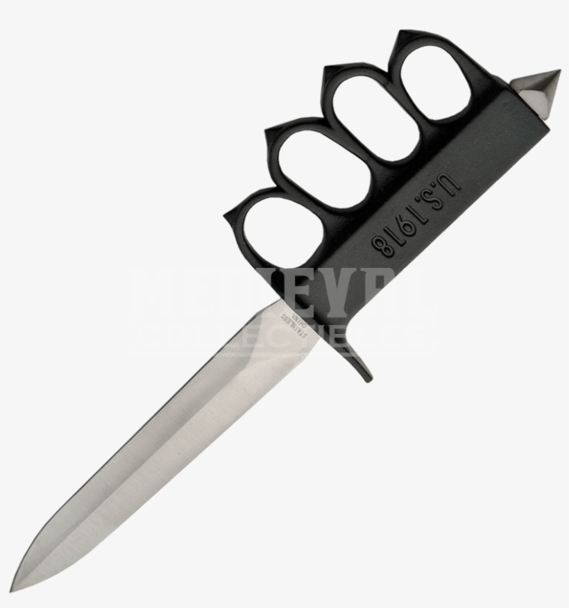 Black Wwi Knuckle Duster Trench Knife - Combat Commander Trench Knife Png, transparent png #9175955