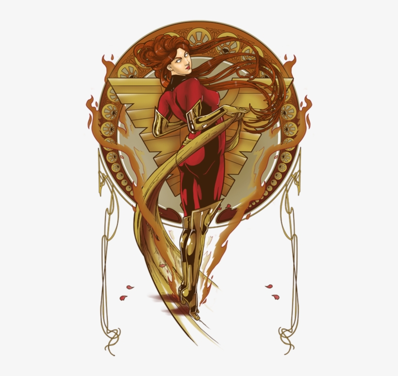 Marvel,вселенная Марвел,фэндомы,x Men,люди Икс,jean - Art Nouveau Superheroes, transparent png #9176980