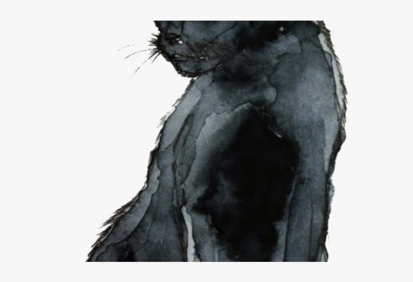 Black Cat Watercolor Png, transparent png #9179176