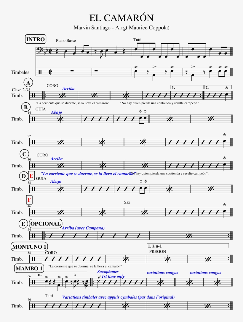 El Camarón Sheet Music 1 Of 2 Pages - Sheet Music, transparent png #9182163