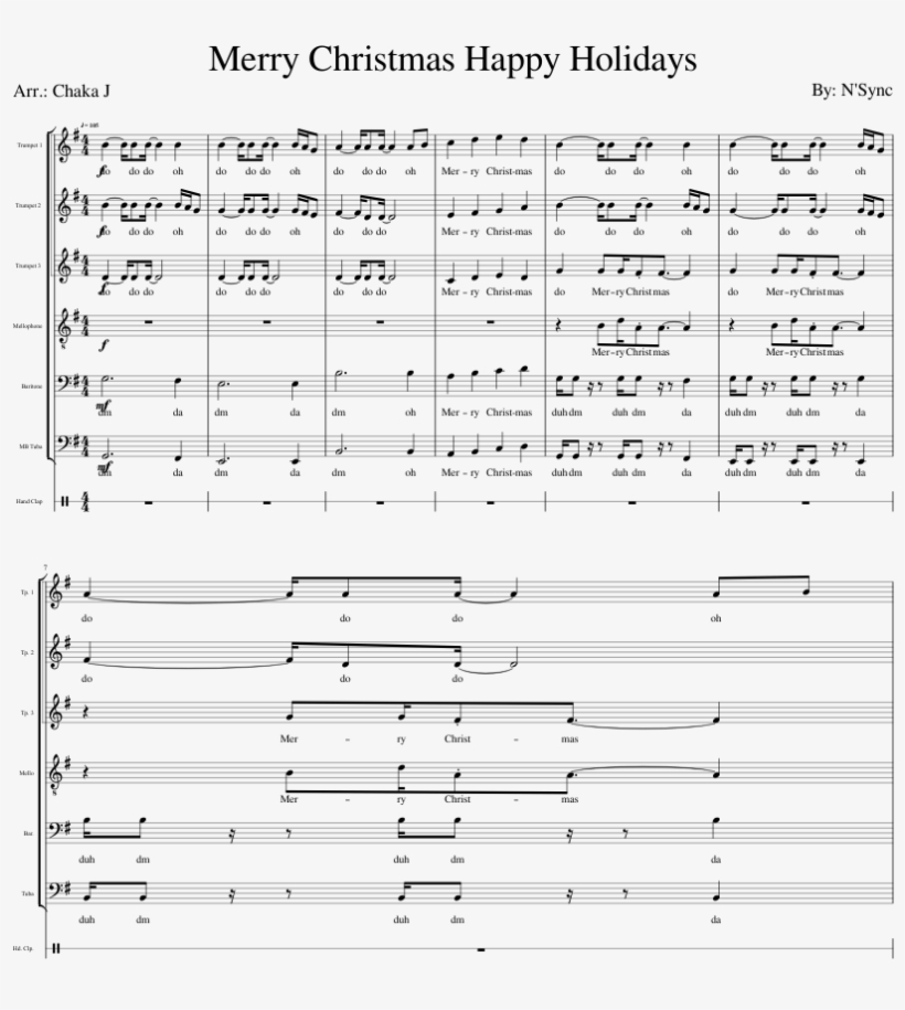 Pentatonix Merry Christmas Happy Holidays - Sheet Music, transparent png #9185490