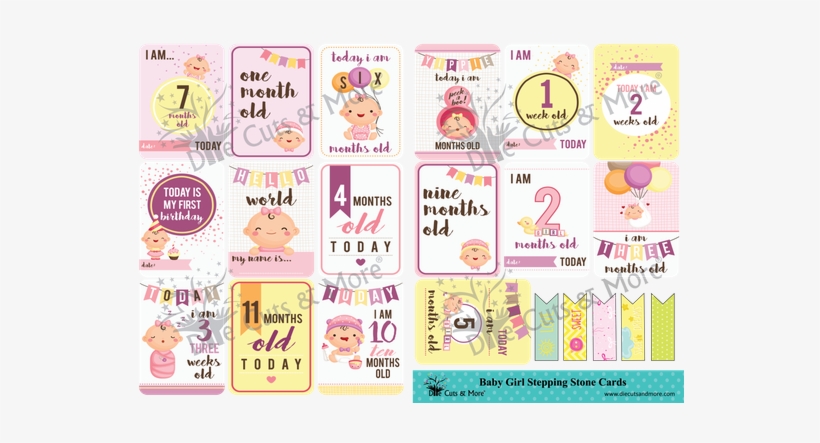 Baby Girl Stepping Stone Cards - Label, transparent png #9187668