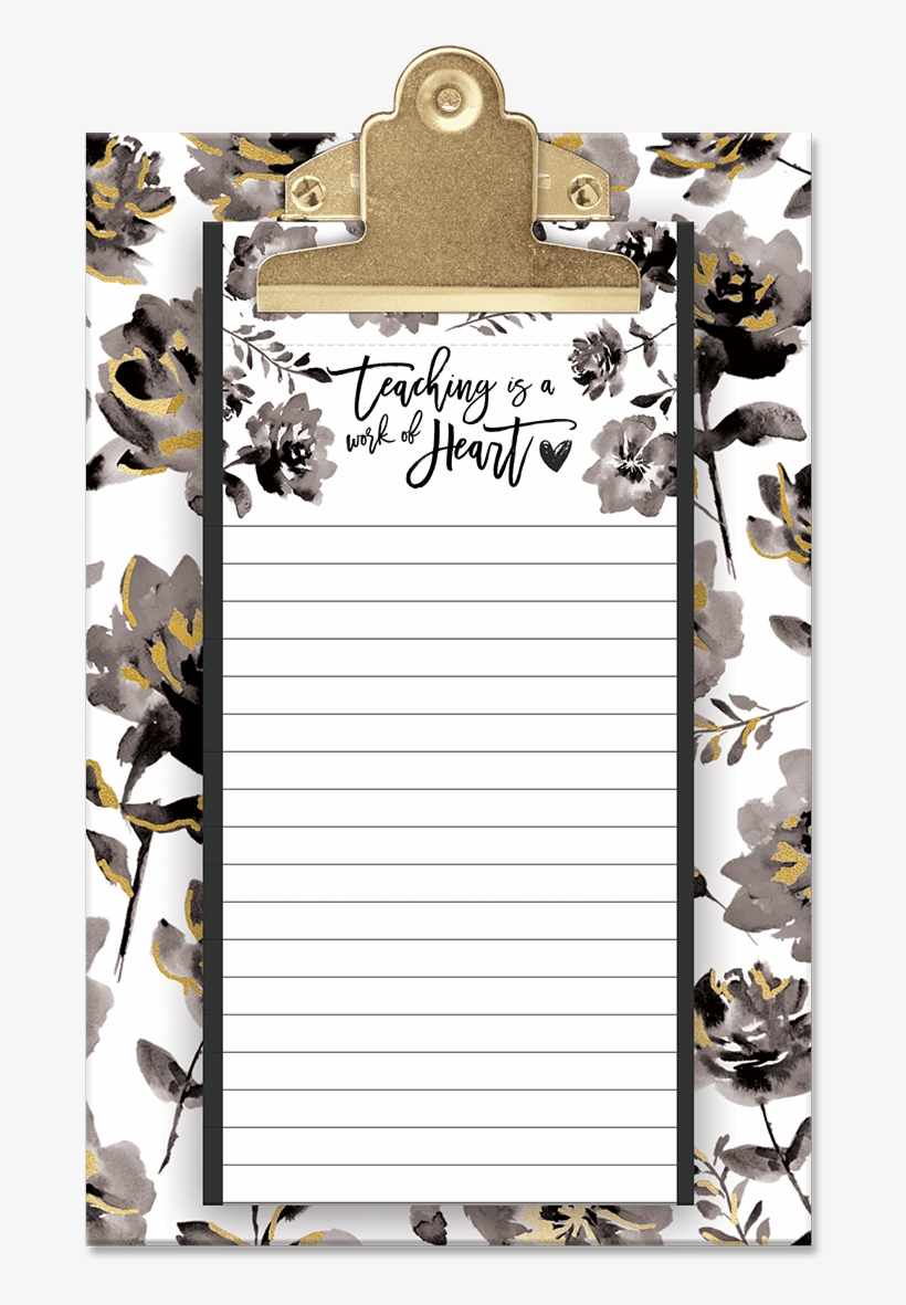 Gray Floral Teacher Clipboard Set - Picture Frame, transparent png #9188263