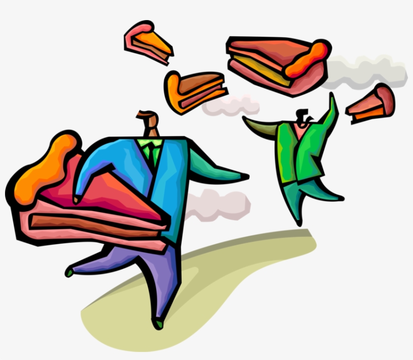 Vector Illustration Of Businessmen Grab Their Slice, transparent png #9188596