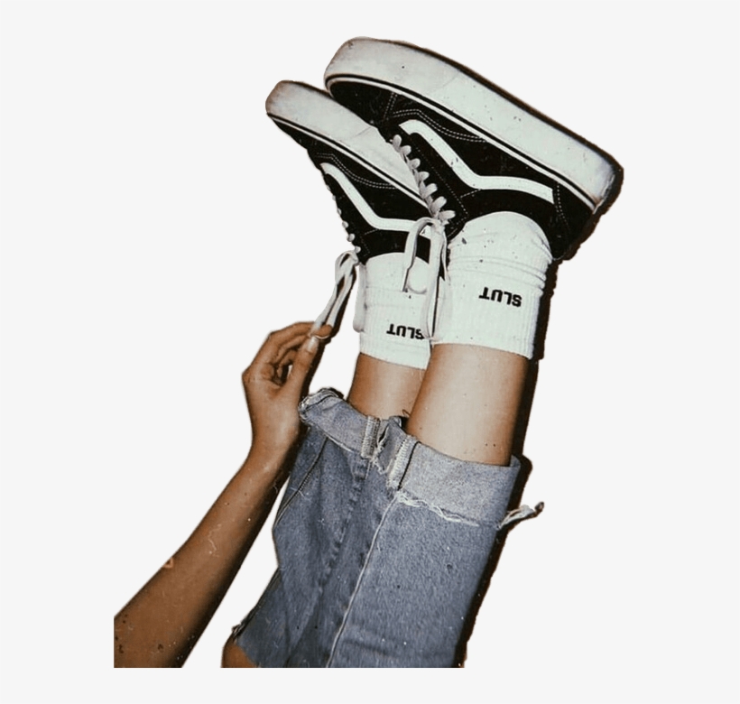 Vans Shoes Legs Feet Aesthetic Niche Nichememe Socks - Slut Socks, transparent png #9189198