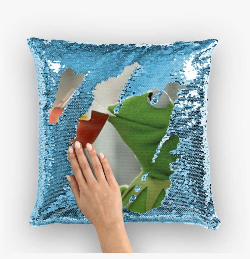 Kermit Tea Sequin Pillow - Sequin Pillow With Face, transparent png #9190041