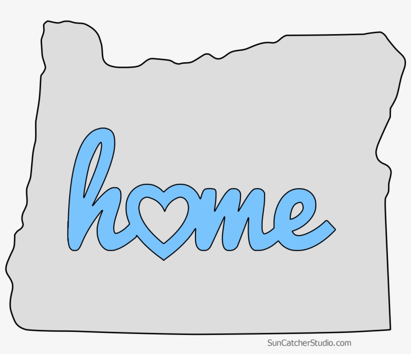 Oregon Home Heart Stencil Pattern Template Shape State, transparent png #9190255