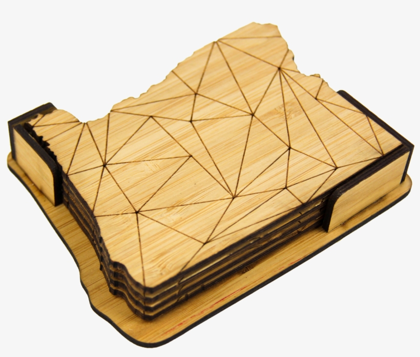 Rustek Oregon Geo Engraved Coaster Set - Wood, transparent png #9190318