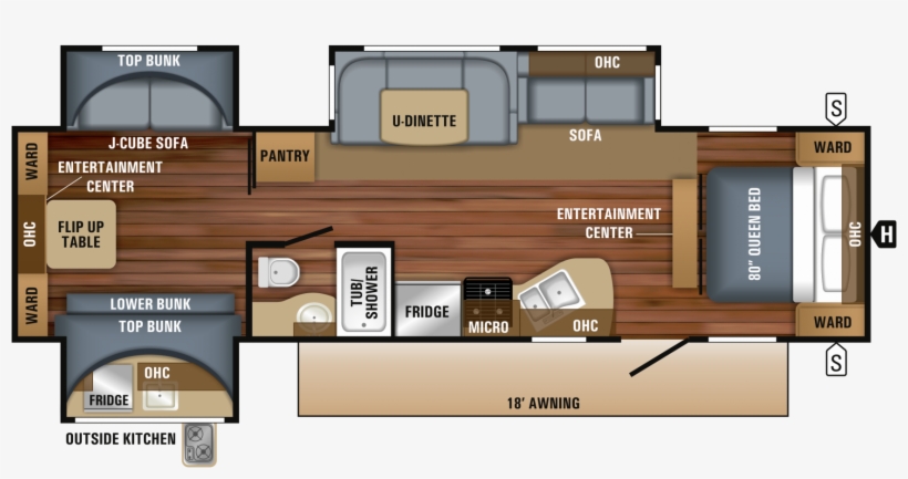 2018 Jay Flight 32tsbh Floorplan - 2018 Jayco Jay Flight 32bhds, transparent png #9190655