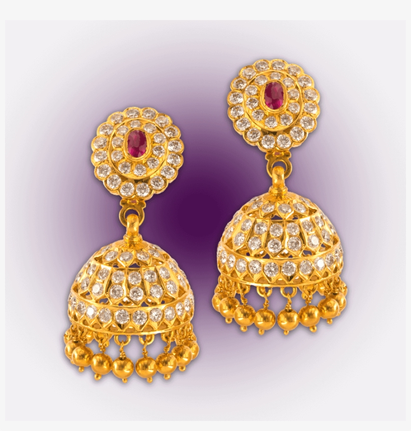 Traditional Diamond Jhumki - Earrings, transparent png #9191373