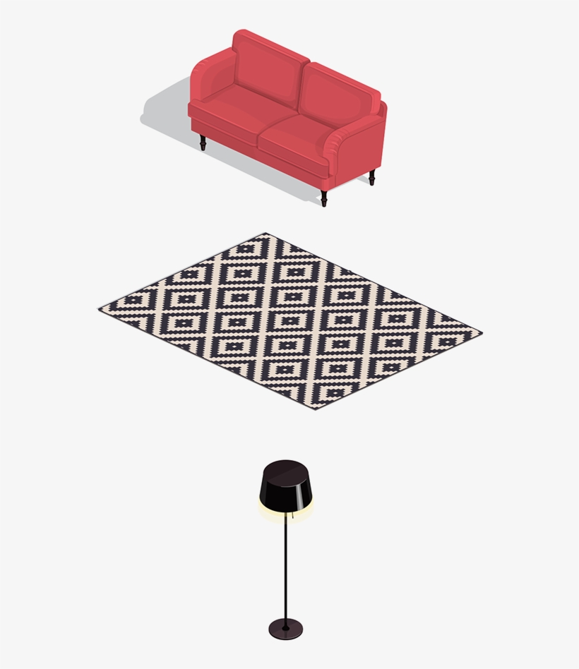 Room Interior Isometric Illustration - Studio Couch, transparent png #9191699