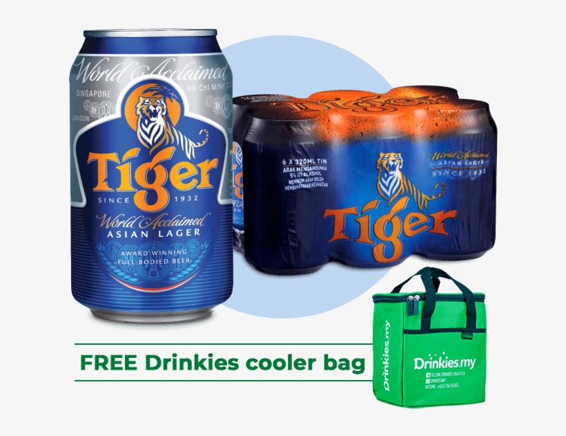 Tiger 2x 6-can Pack Free Drinkies Cooler Bag - Tiger Beer Can Malaysia, transparent png #9193031