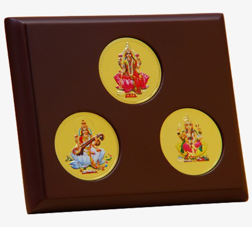 Table Lakshmiji, Ganeshji And Saraswatiji Meenakari - Crest, transparent png #9193128