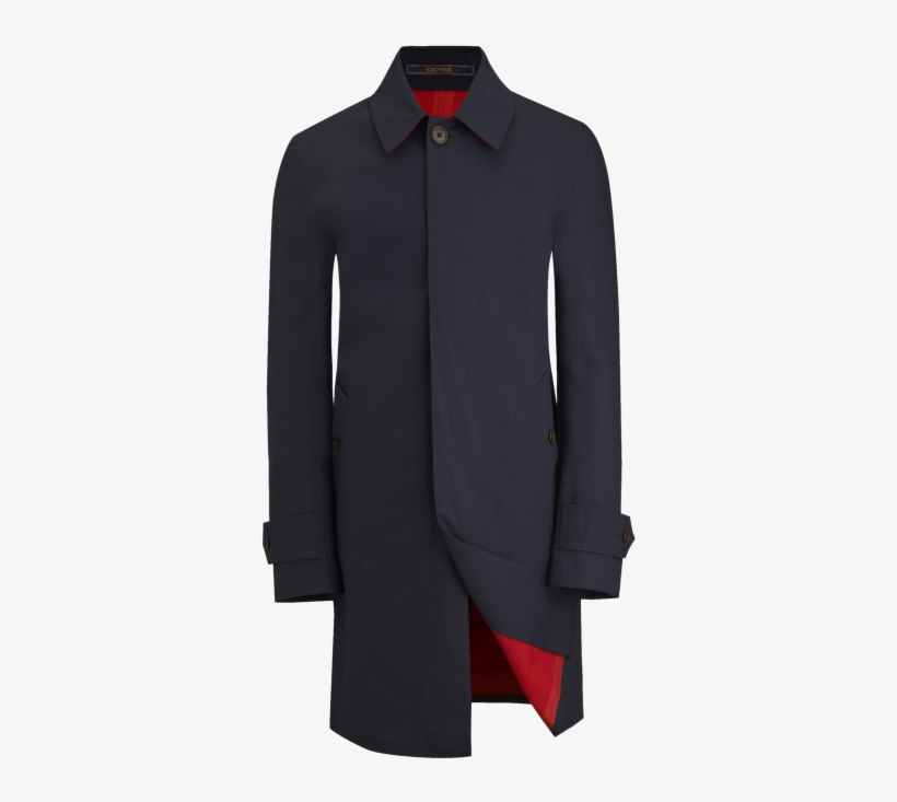 The Crombie Coat - Crombie Navy Cotton Rainmac With Red Interior, transparent png #9194247