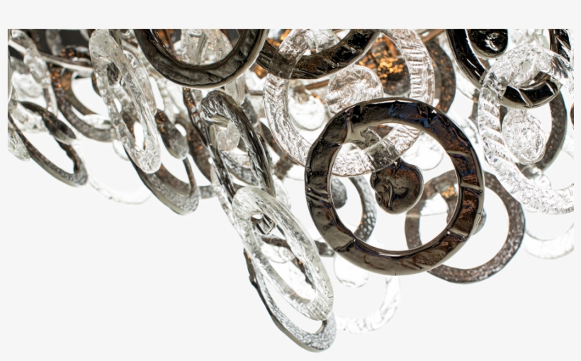 Hanging Lamp With Glass Rings Large - Silver, transparent png #9195546