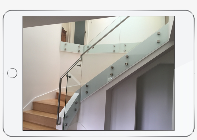Glass Railings - Glass Railing With Standoffs, transparent png #9196417