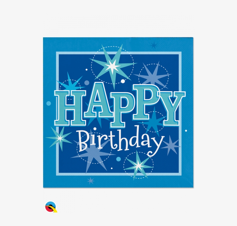 Blue Happy Birthday Napkins - Graphic Design, transparent png #9196524