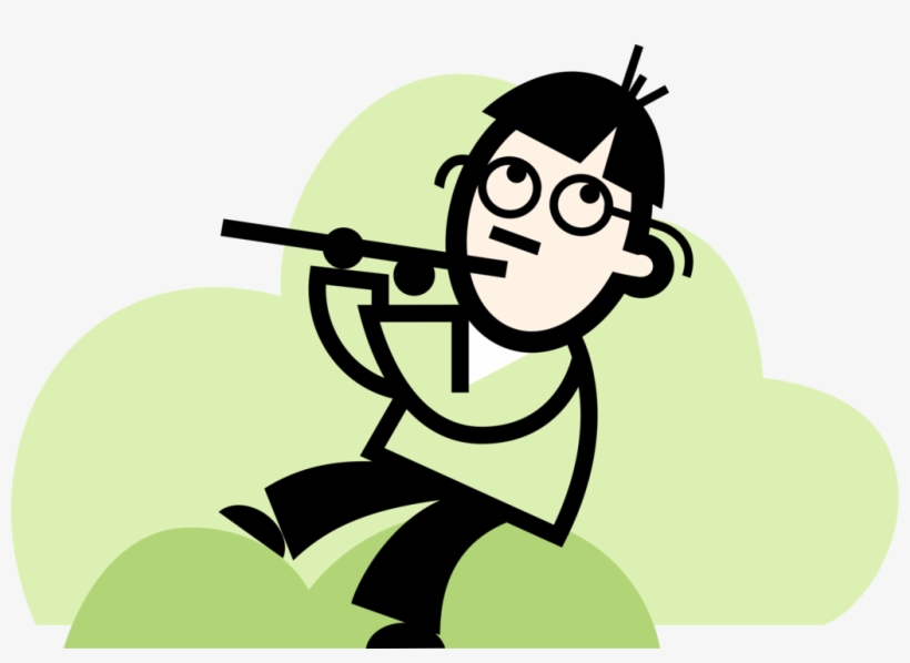 Vector Illustration Of Musician Plays Flute Musical - Person In Deep Thought, transparent png #9196611