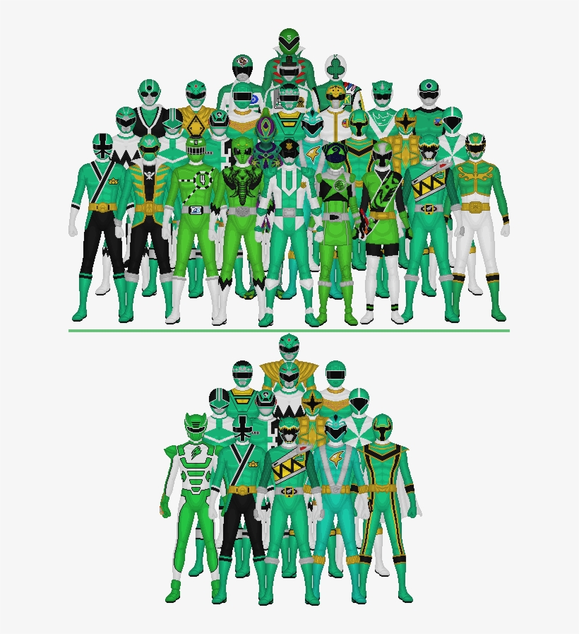All Super Sentai And Power Rangers Greens By Taiko554 - Power Rangers All Green, transparent png #9197955
