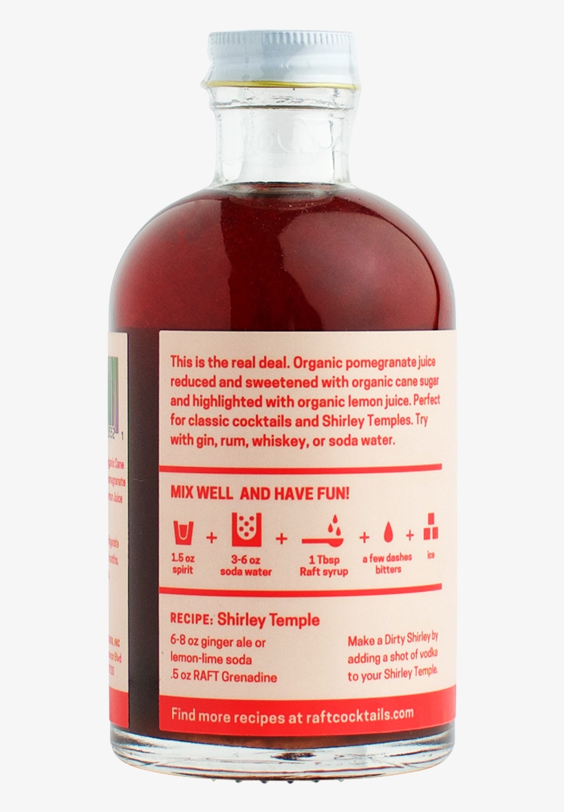 Raft Grenadine Syrup - Glass Bottle, transparent png #9199159