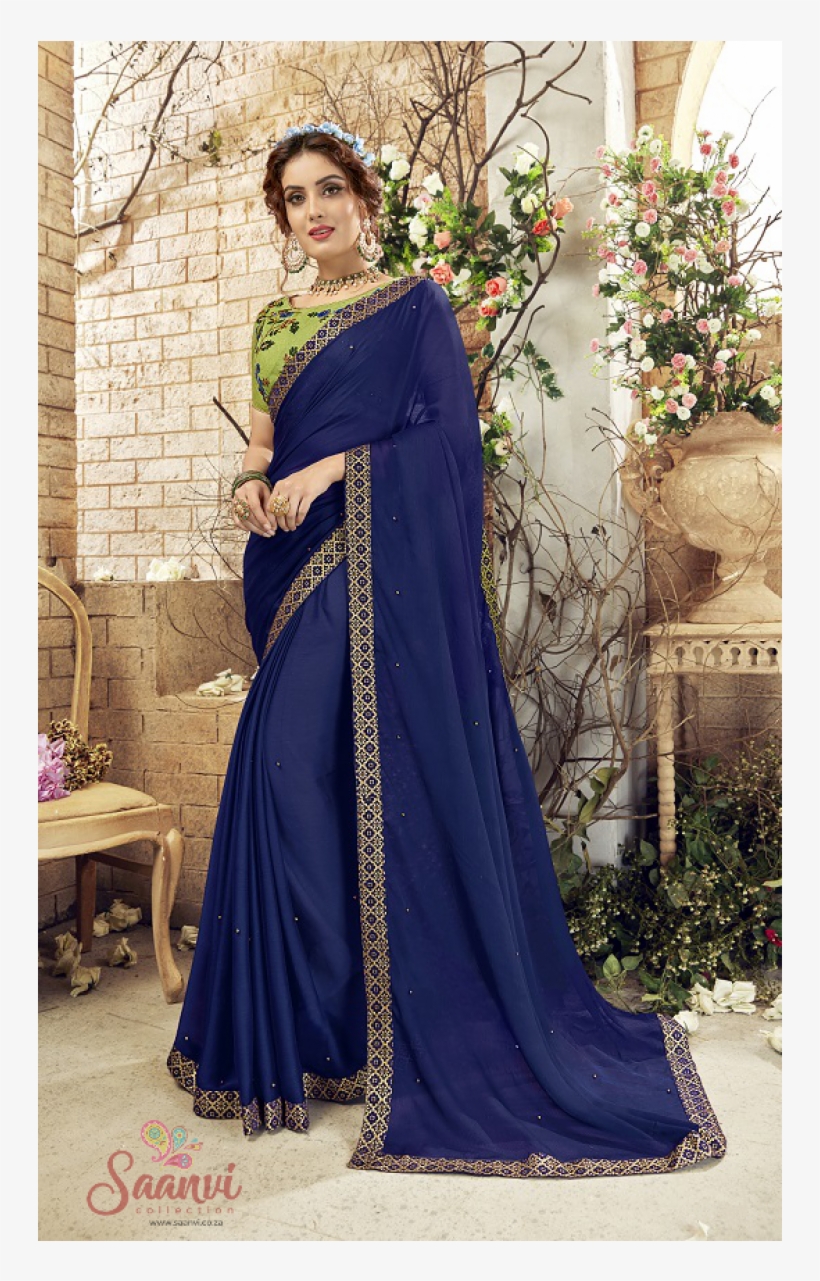 Navy Blue Colour Saree, transparent png #9199426