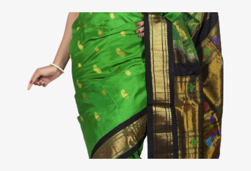 Green Paithani With Black Border, transparent png #9199625
