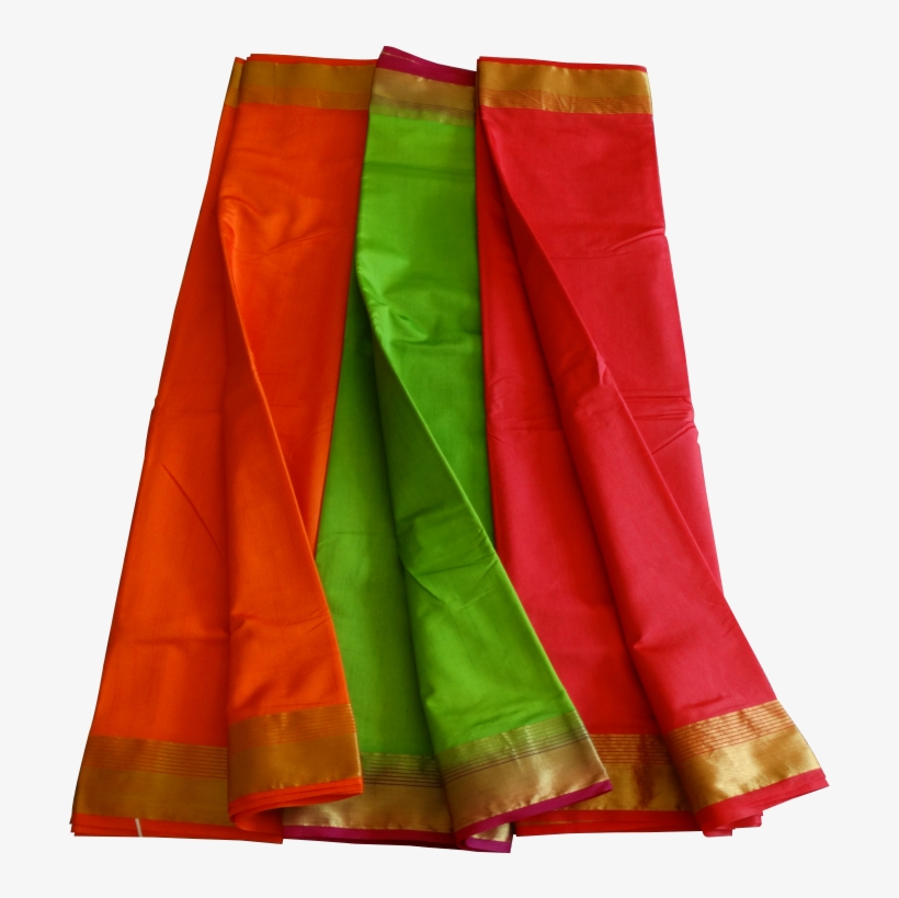 Raw Silk Saree With Simple Pallu - Silk, transparent png #9199691
