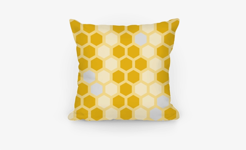 Large Yellow Geometric Honeycomb Pattern Pillow - Blue Trellis Pattern, transparent png #920279