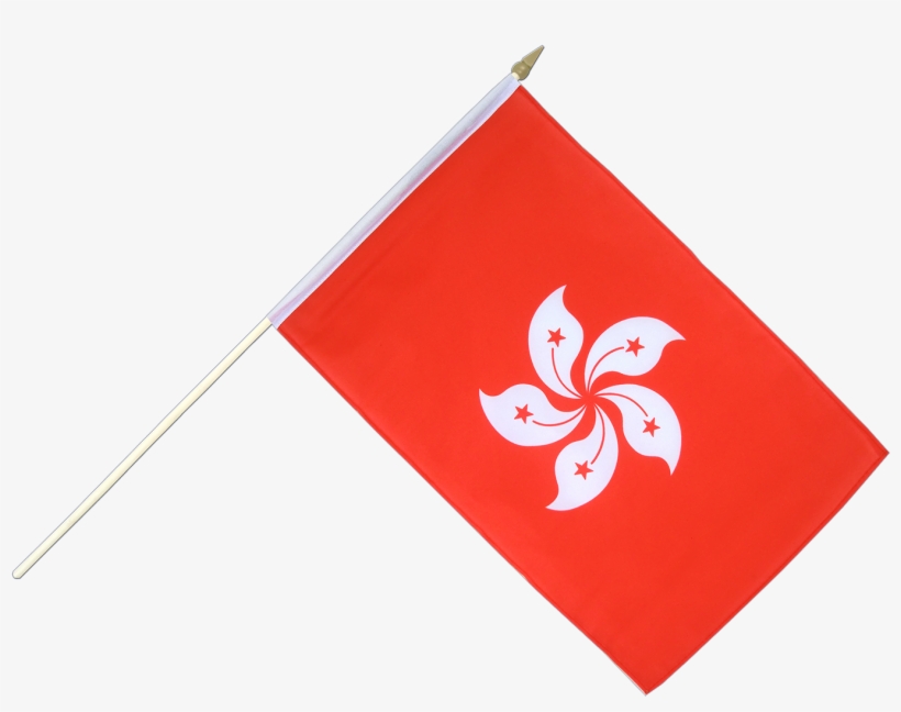 Hand Waving Flag 12x18" - Hong Kong Flag On Pole, transparent png #920471
