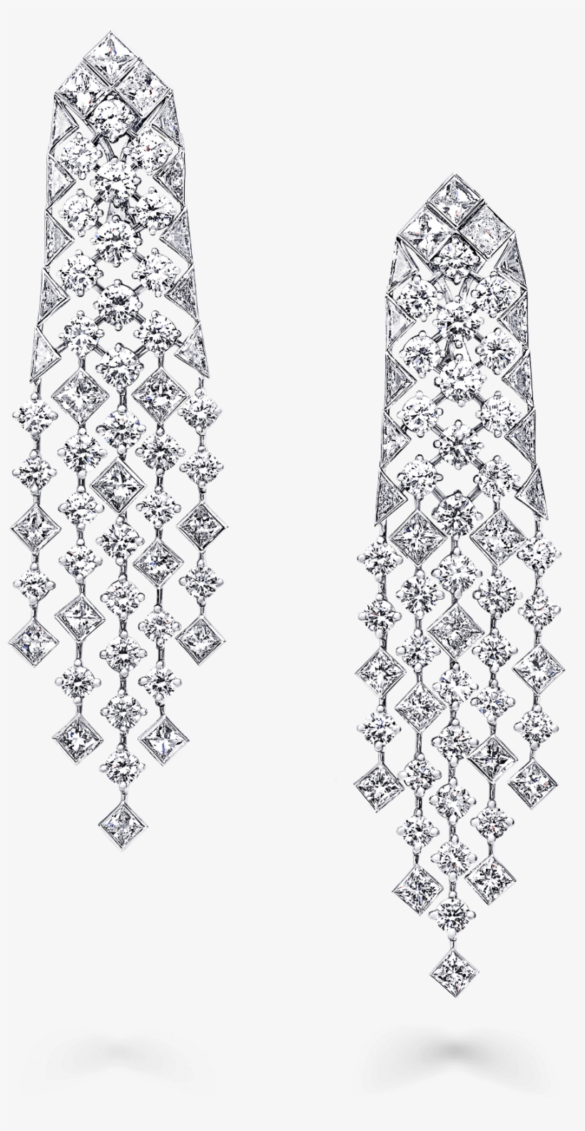 A Pair Of Graff Snowfall Earrings Featuring Baguette - Graff Diamonds, transparent png #920902