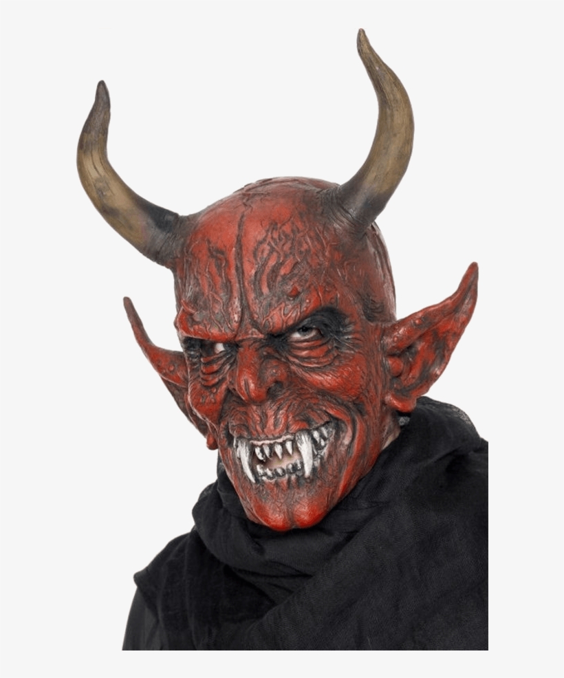 Adult Full Head Demon Devil Mask With Horns " Name="og - Halloween Demon Red Devil Mask, transparent png #921508