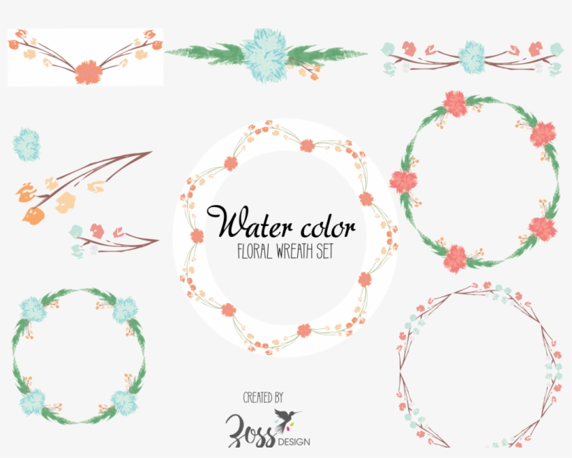 Water Color Wreath Set Example Image - Watercolor Painting, transparent png #922234