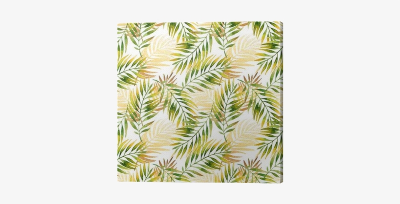 Watercolor And Golden Graphic Palm Leaf Seamless Pattern - Obraz W Ramie Palma Liść F1baa120x80-2897, transparent png #923247