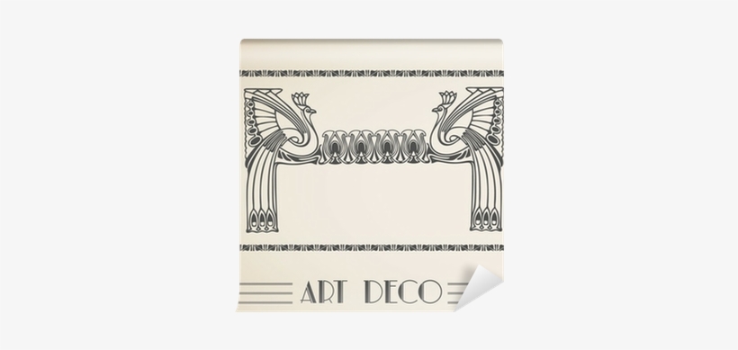 Vector Art Deco Frame With Peacock Wall Mural • Pixers® - Vector Art Déco, transparent png #924968