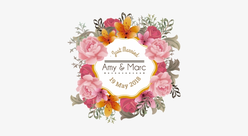 Personalised Floral Frame Wedding Sticker Tenstickers - Hoa Vintage Vector, transparent png #925767