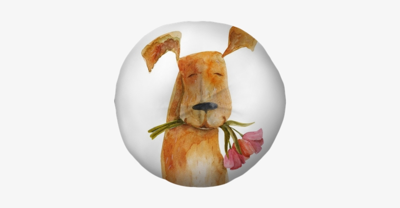 Red Dog With Flowers - Disegno Cane Con Fiori, transparent png #926292