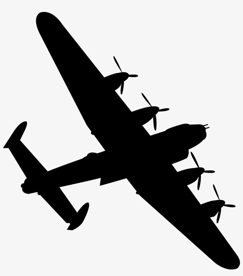Black And White Light Aircraft With Propeller On White - Lancaster Bomber Silhouette, transparent png #926375