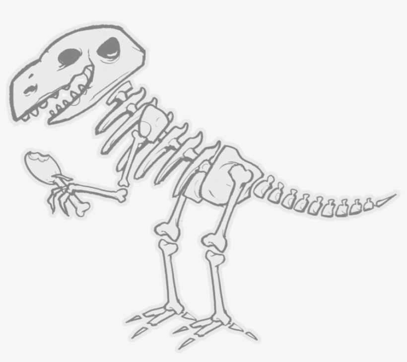 Vector Black And White Stock Skeleton By Yobarte On - Dinosaur Skeleton Cartoon Png, transparent png #926687