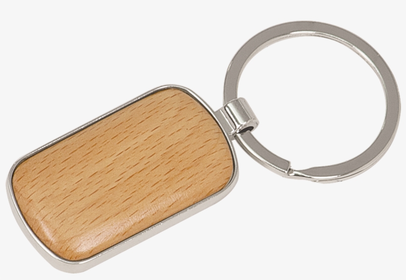 Silver & Wood Rounded Corners Rectangle Keychain - Keychain, transparent png #926926