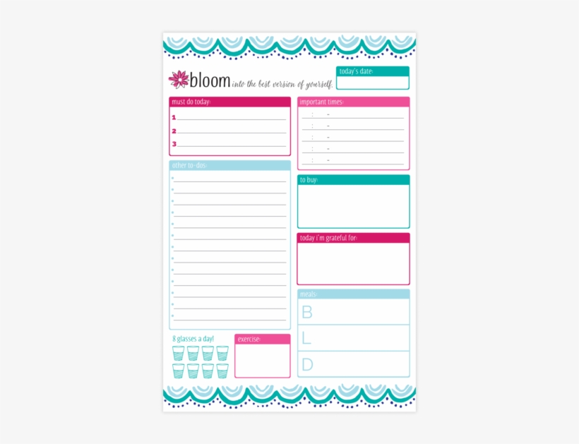 Bloom Daily Planners Teal Daily Planning System Pad, transparent png #927480